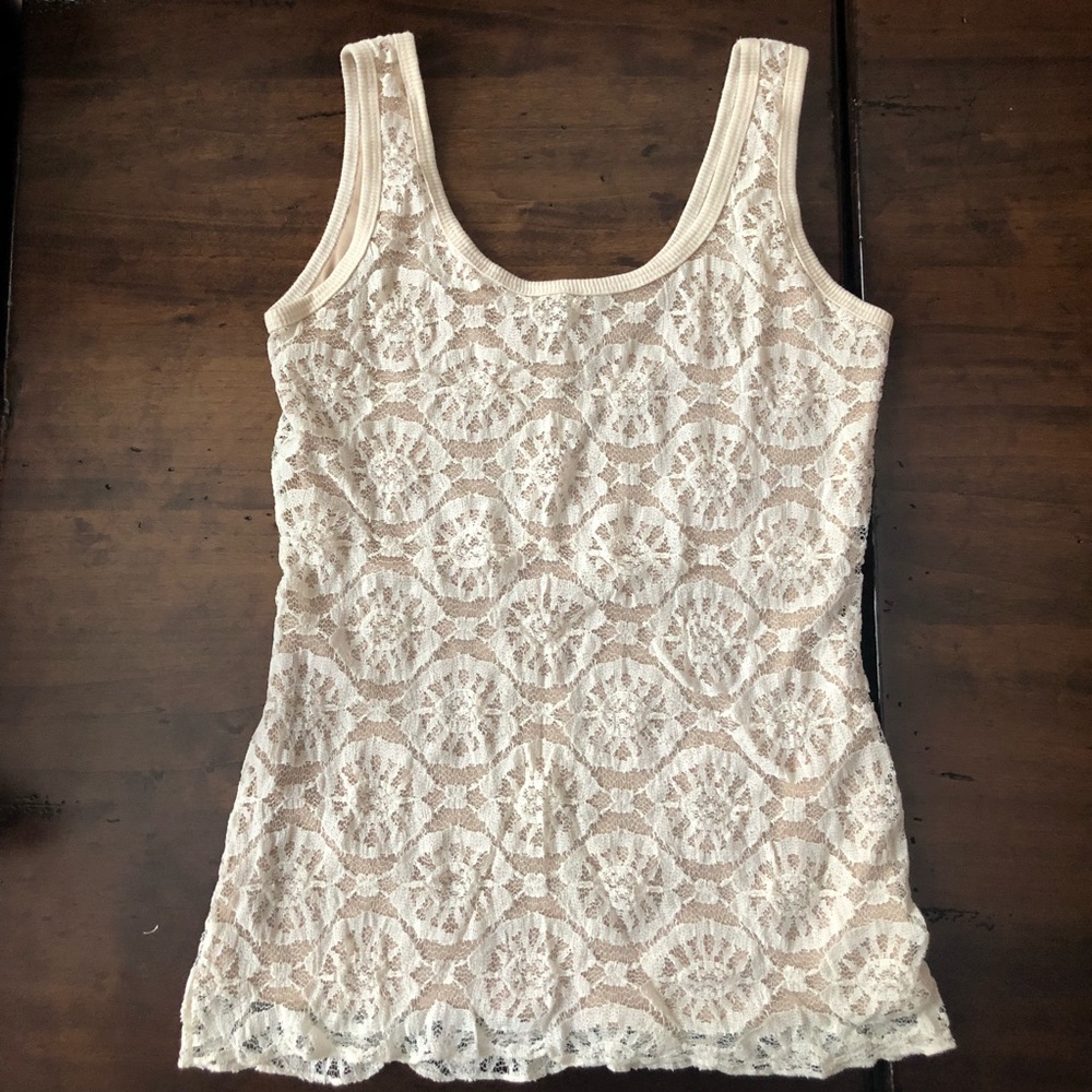 Karen Kane Lace Tank - Ivory/Beige- Small